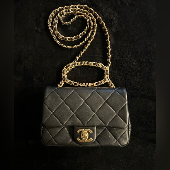 Chanel Mini Flap Bag with Top Handle in Leather - Picture 2 of 7